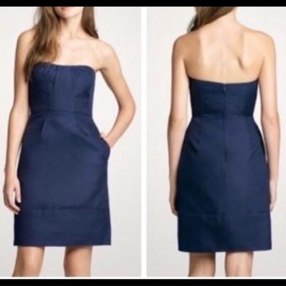 ⭐️ New J. Crew Erica Strapless Navy Blue Dress Size 10 - Picture 2 of 5